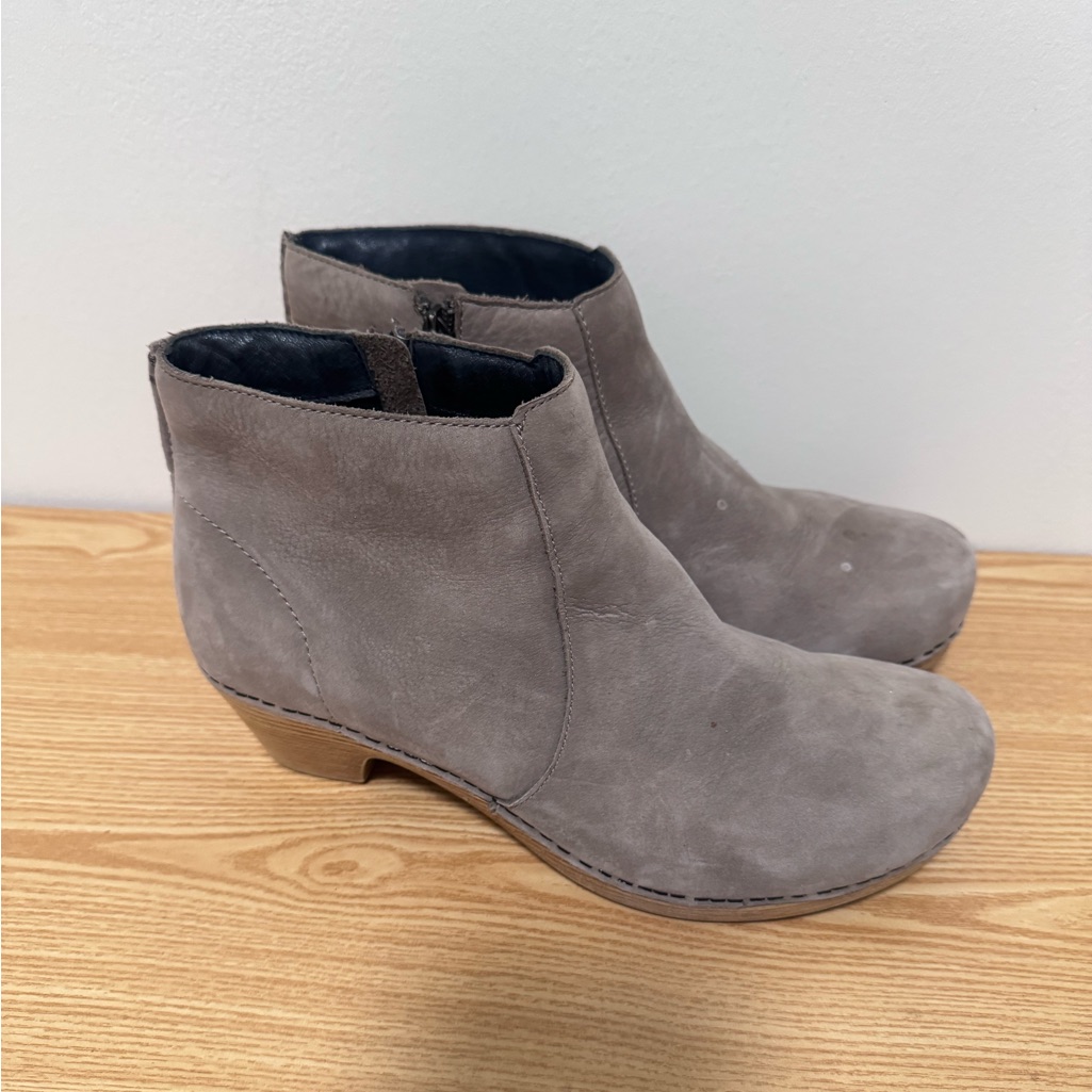 Dansko Gray Suede Ankle Booties